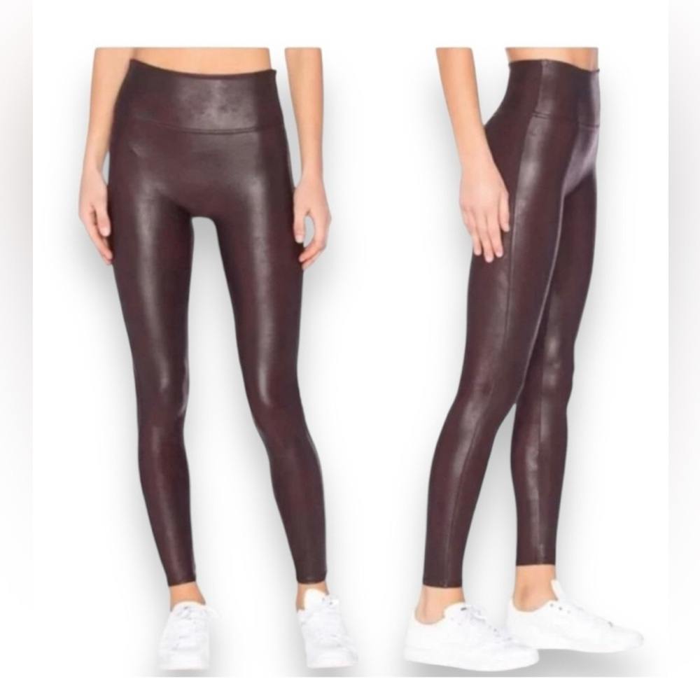 Like New Spanx Faux Leather Leggings in Wine